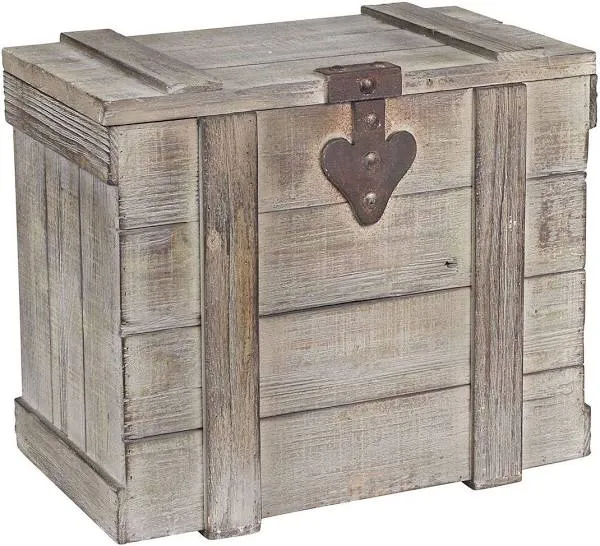 Household Essentials Antiqued Decorative Trunk with Hinge and Lid - 11