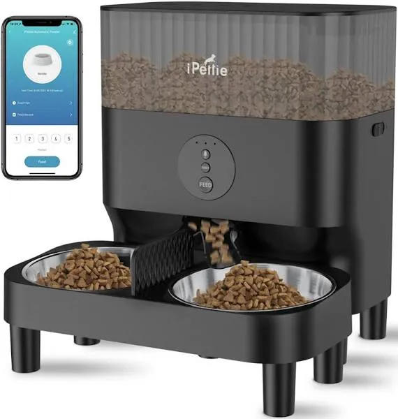 iPettie Automatic WiFi Pet Feeder for 2 Pets, 5L/21 Cup Capacity, 1-10 Meals ...