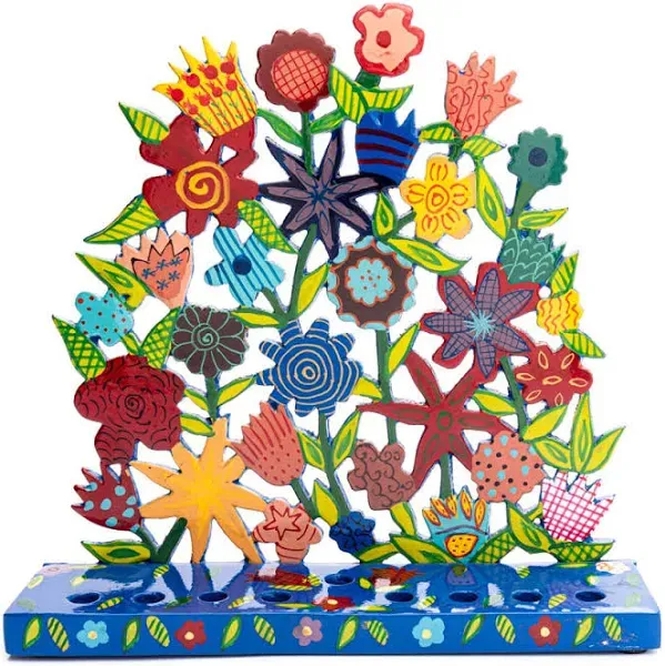 Yair Emanuel Floral Pattern Menorah