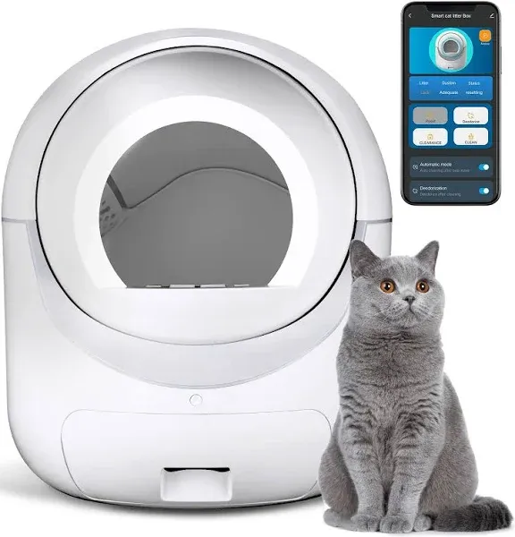 Cleanpethome Self Cleaning Cat Litter Box, Automatic Cat Litter Box with App Control