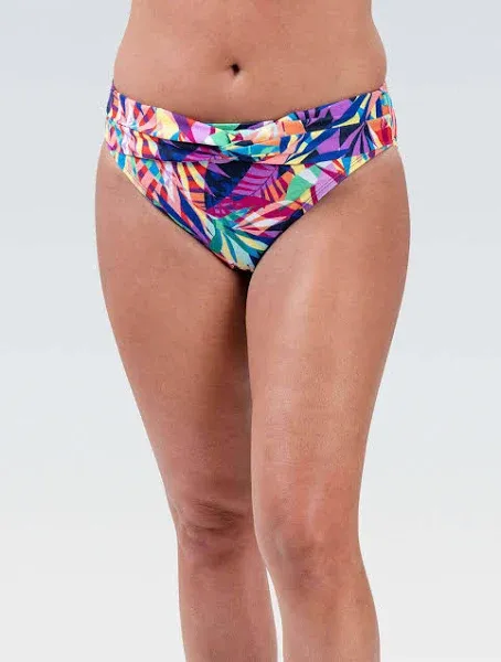 Dolfin Women's Aquashape Print Contemporary Knot Front Bikini Bottom - Las Palmas - Swimoutlet.com