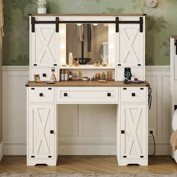 Gracie Oaks Farmhouse Vanity Desk