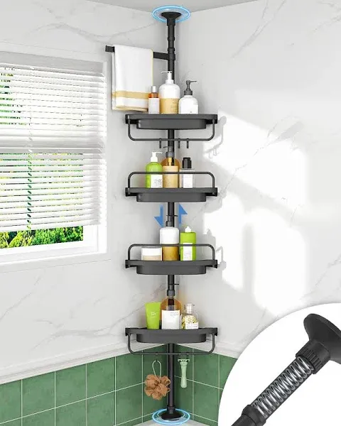 ALLZONE Rustproof 4-Tier Adjustable Shelves Shower Caddy Corner