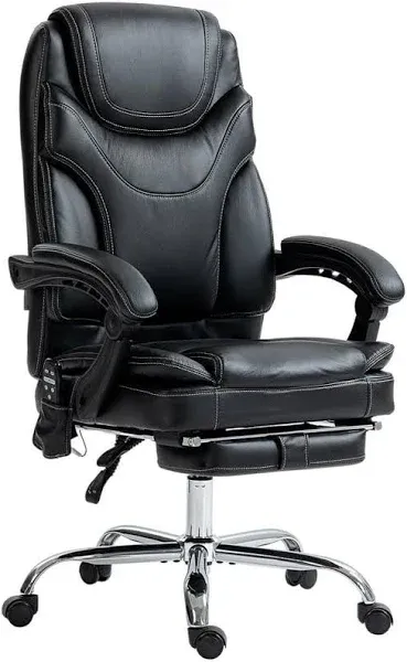 PU Leather Vibration Massage Office Chair w/6 Points,Heated Reclining Computer C