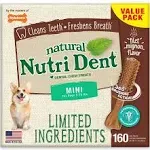 Nylabone Natural Nutri Dent Filet Mignon Dental Chews - Limited Ingredients - Mini - 160 Count