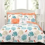 Lush Decor Coastal Reef Feather 7-piece Quilt Set