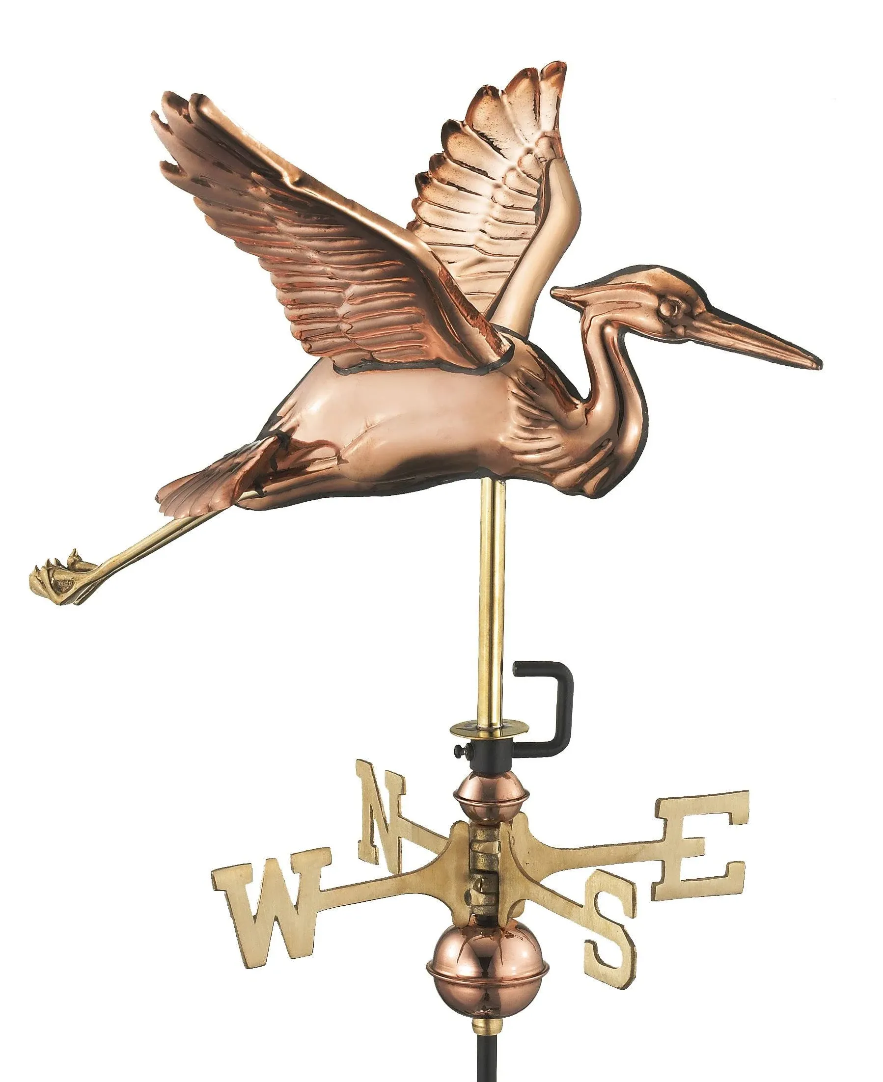 Good Directions Blue Heron Garden Weathervane in Pure Copper with Garden Pole