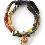 Chirimen Plum Blossom Cat Collar Green