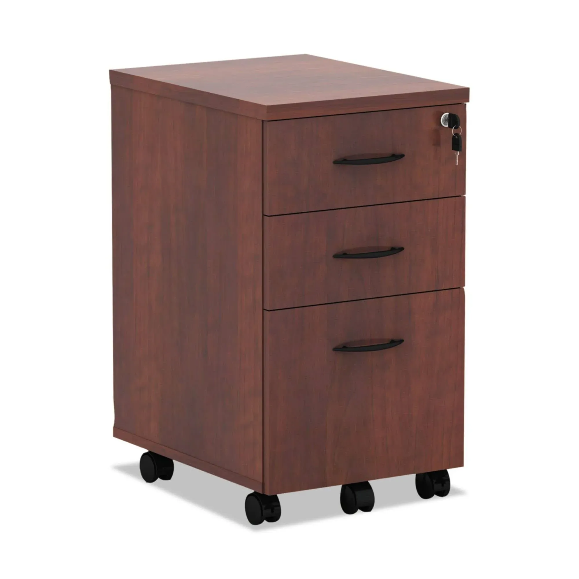 Alera Valencia Series Mobile Pedestal File, Left/right, 3-drawer: Box/box/file, Legal/letter, Cherry, 15.88" X 20.5" X 28.38"