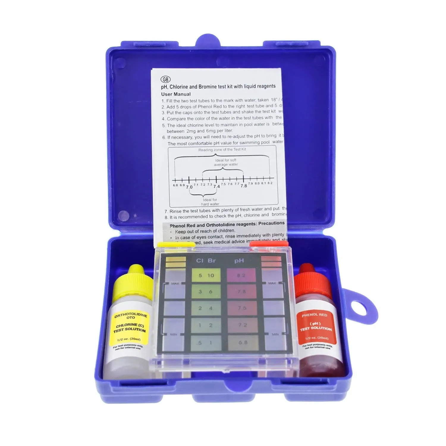 SUNSOLAR Swimming Pool Water Test Kit for Chlorine, Bromine and PH