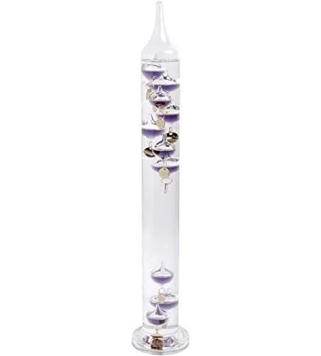 Palais Essentials Galileo Thermometer - Floating Glass Balls Fahrenheit Temperature Indicator - Fun and Decorative 7 Purple Balls