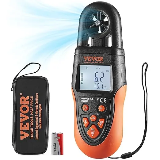 VEVOR Bluetooth Anemometer Digital Wind Speed Meter Gauge 14-140℉with LED Screen