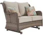 Ashley Clear Ridge P361-835 Loveseat Glider with Cushion in Light Brown