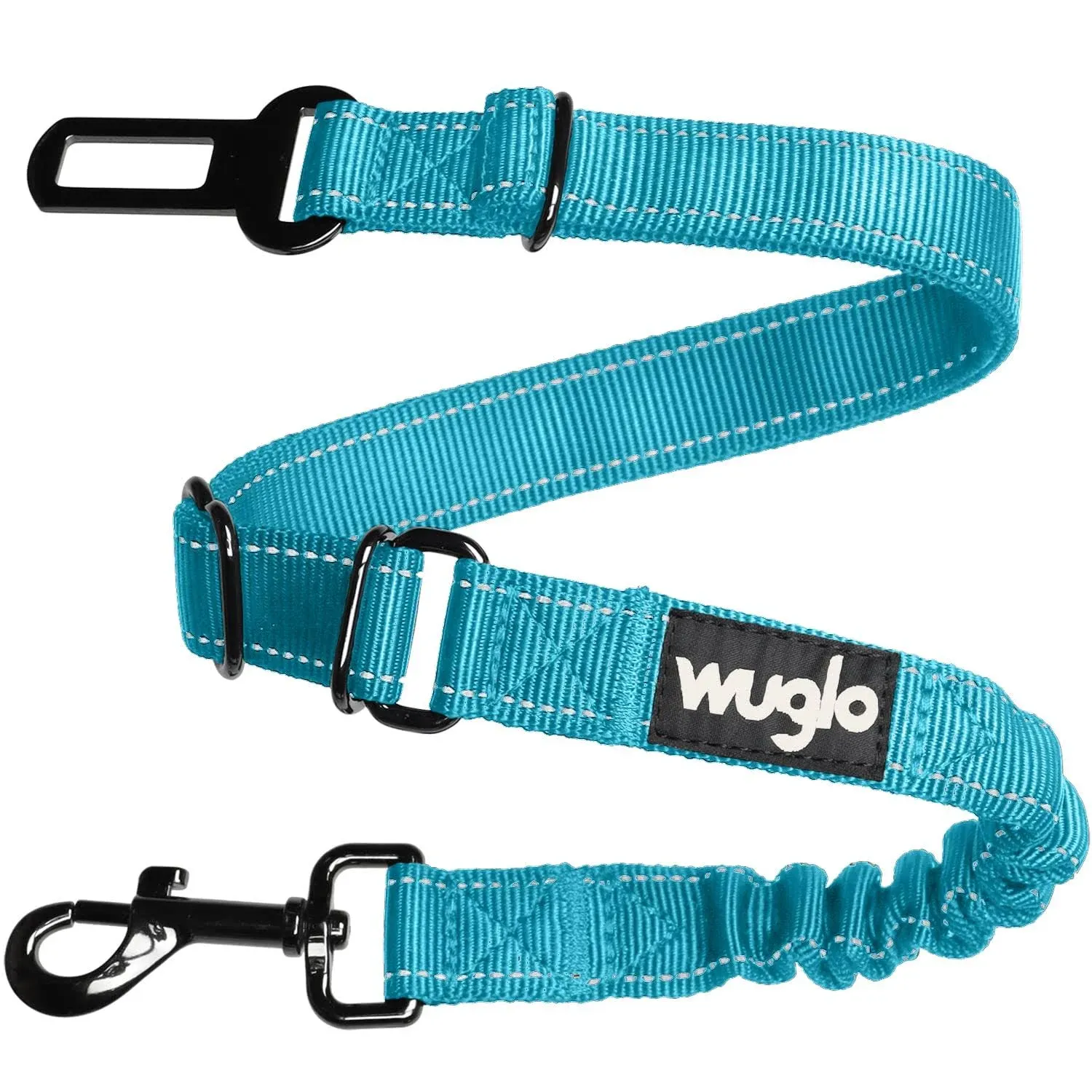 12"-37" Wuglo Dog Seat Belt - Dog Car Harness with Strong Elastic Belt - Durable & Safe Dogs Cars Seat Belts Clip - Universal Dog Seatbelt for Car Travel (Black)