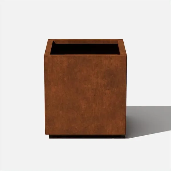 Rust Corten Cube Medium Steel Metal Square Planter