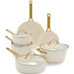 GreenPan Reserve Healthy Ceramic Nonstick 10 Piece Cookware Set, Cream