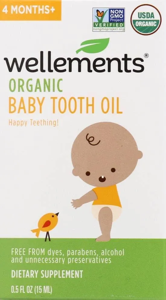 Wellements Organic Baby Tooth Oil for Happy Teething 0.5 oz - New - Exp 8/23