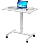 27'' Pneumatic Adjustable Height Desk Mobile Laptop Standing Desk Cart, Portable ...