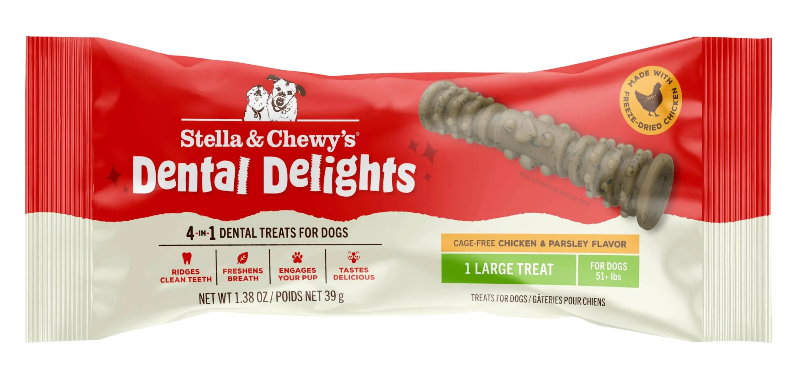 "Stella & Chewy's Dental Delights Freeze-Dried Chicken Large Dog Treat"