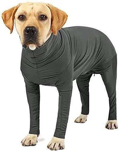 Etdane Dog Onesie Prevent Shedding Hair Surgery Recovery Suit Pet's Bodysuit Sport Shirt Reduce Anxiety Jumpshirt Gray/Large