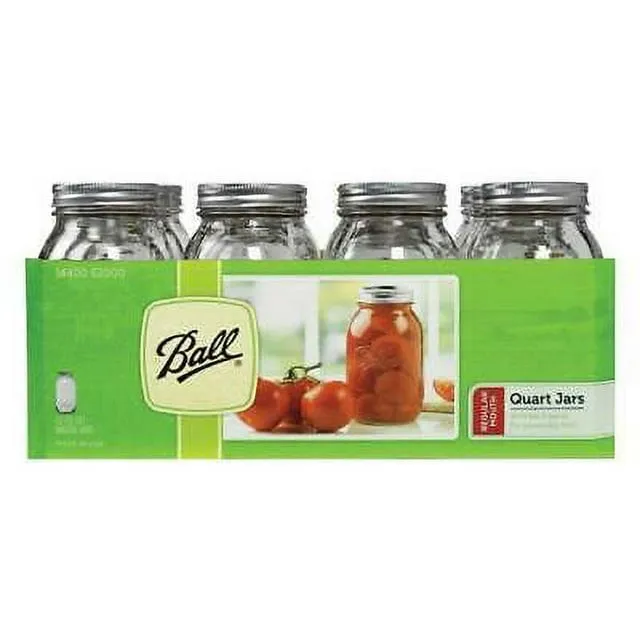 Ball Regular Mouth Mason Jars with Lids, Quart - 12 pack