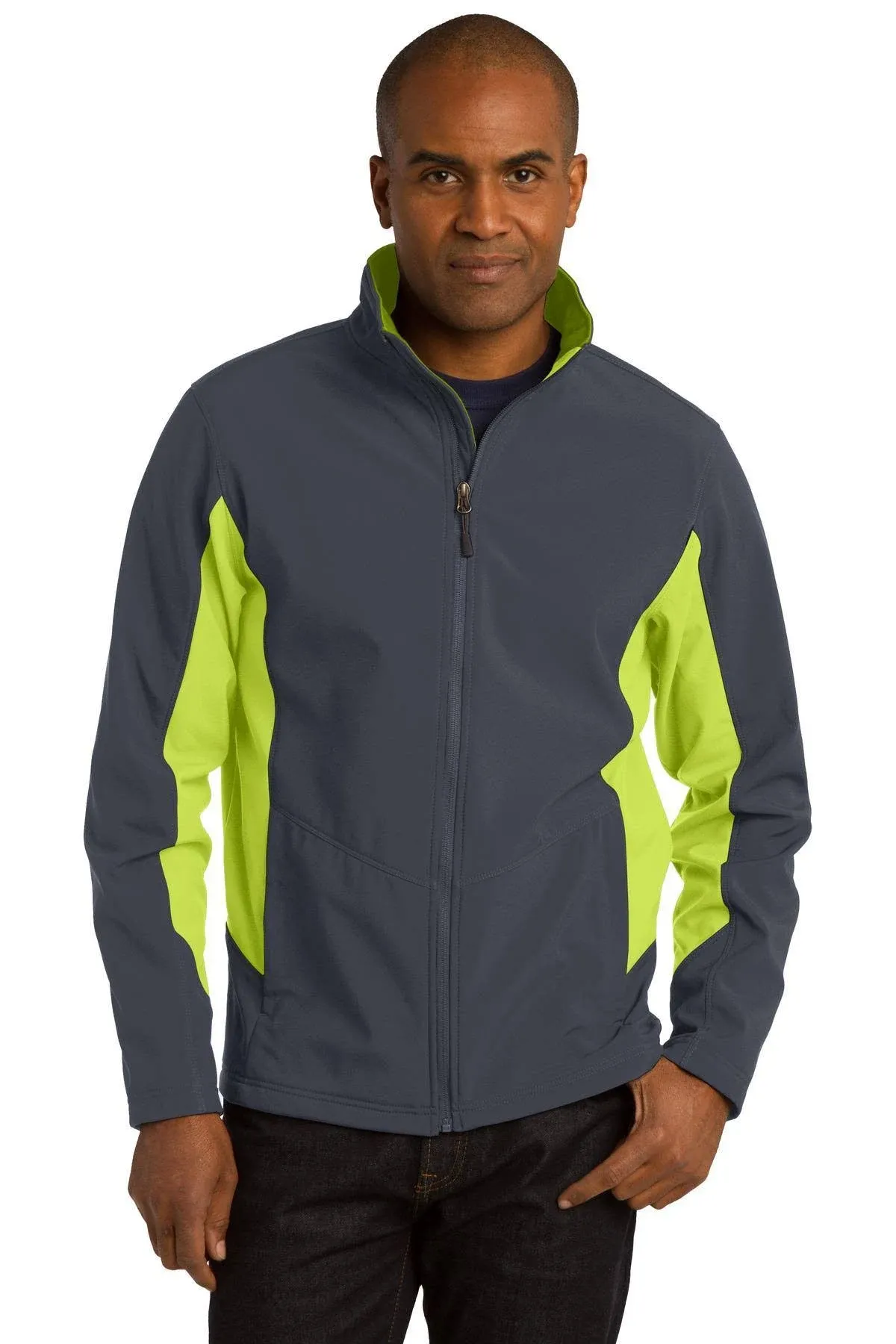 Port Authority TLJ318 Tall Core Colorblock Soft Shell Jacket - Battleship Grey/Charge Green