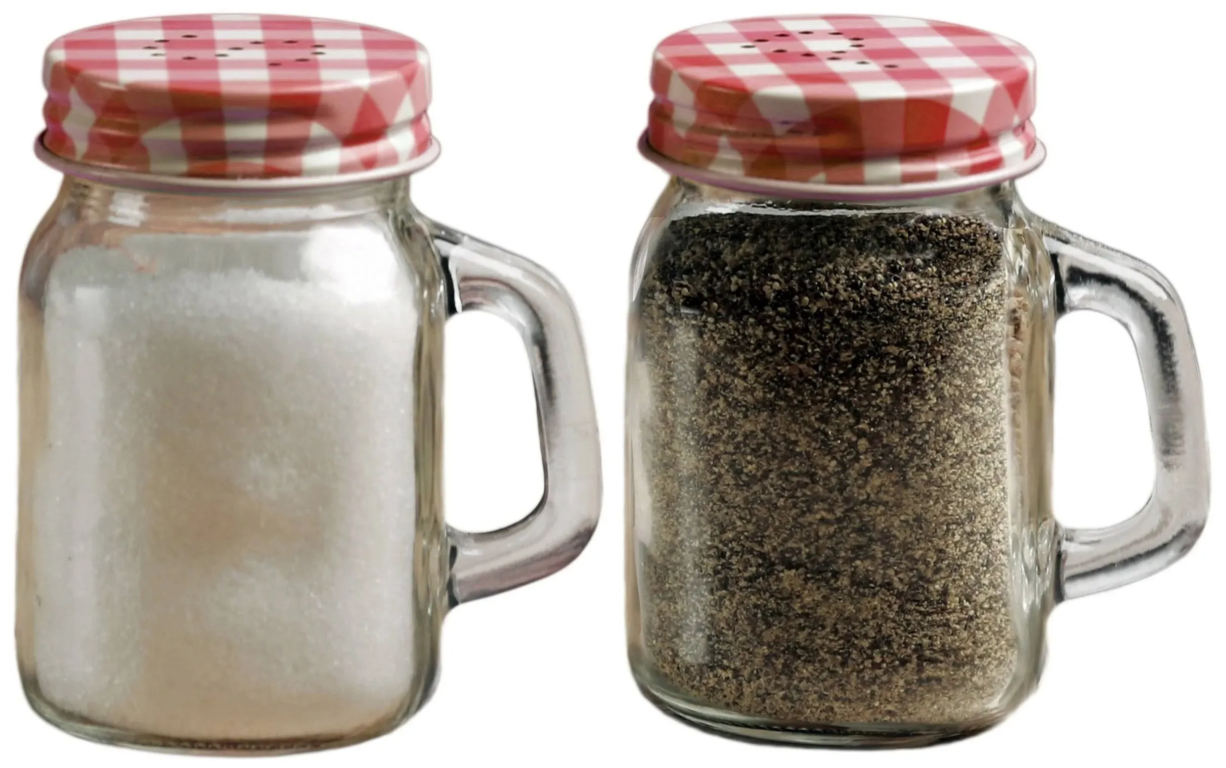 Circleware 66743 Mini Mason Jar Mug Glass Salt and Pepper Shakers with Metal ...