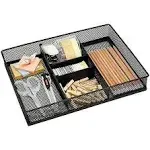 CAXXA Mesh 3 Slot Desk Drawer Organizer with Four Adjustable Dividers - Black