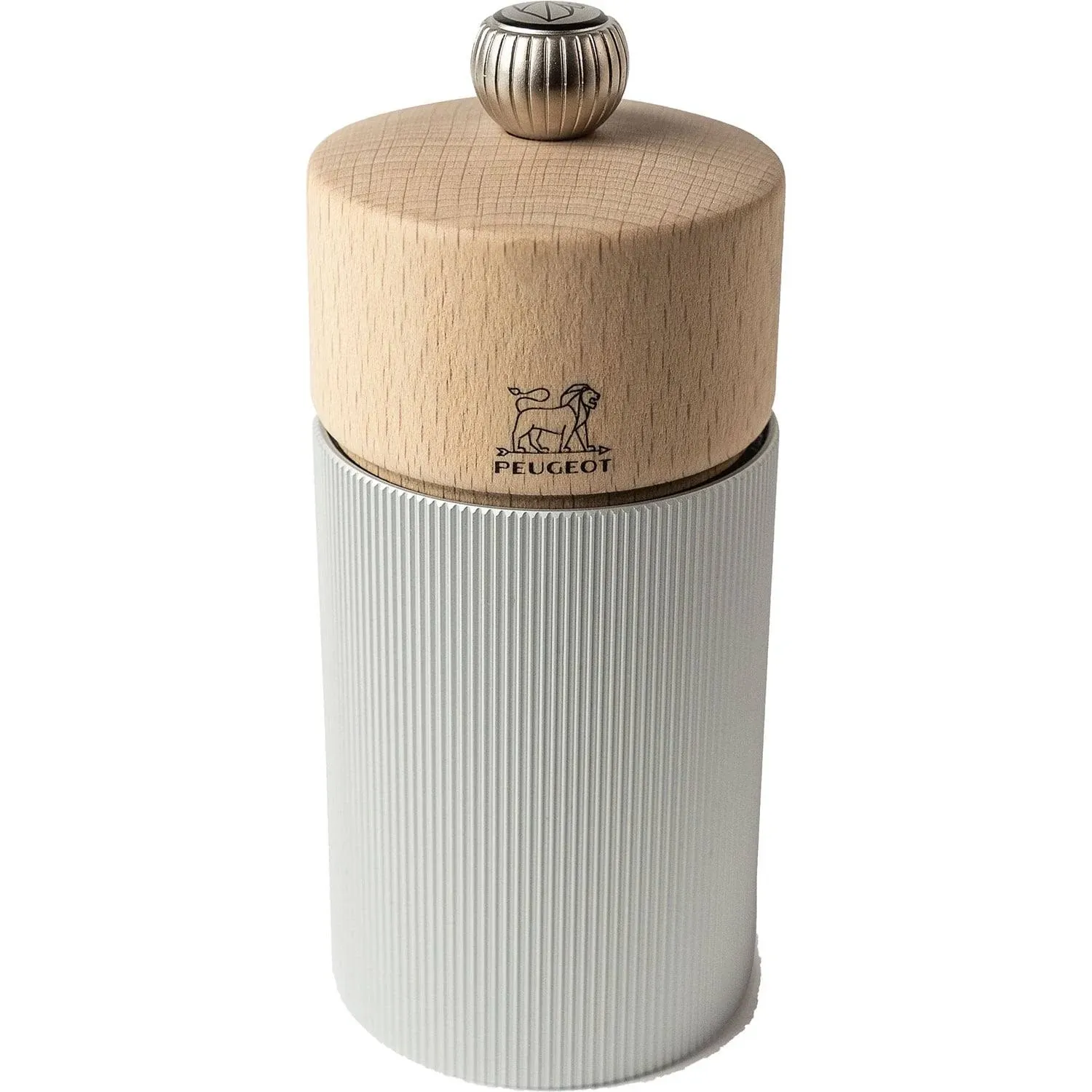 Line Salt & Pepper Mills in Aluminum & Beechwood