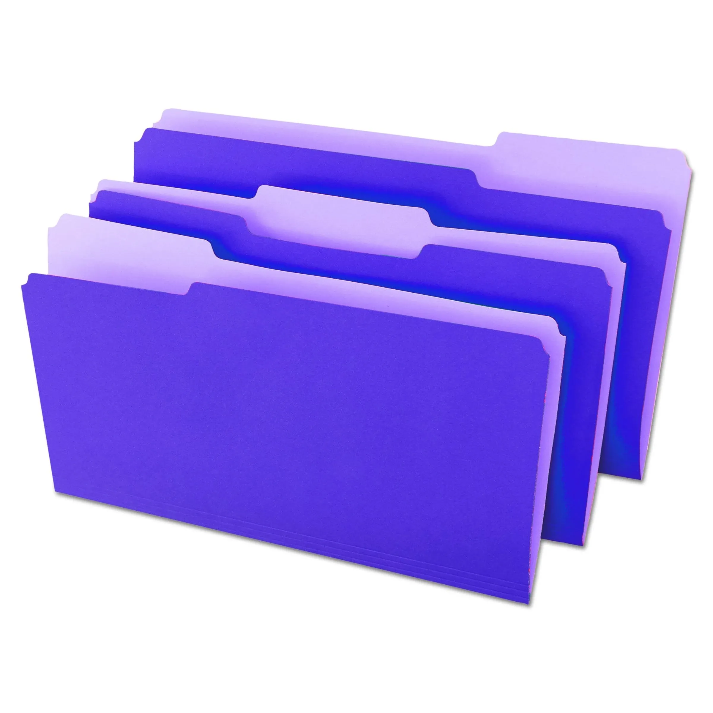 Universal File Folders, 1/3 Cut One-Ply Top Tab, Legal, Violet/Light Violet, 100/Box