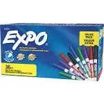 Expo Low-Odor Dry Erase Marker Office Pack, Fine Bullet Tip, Assorted Colors, 36/Pack