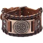 TURTLEDOVE Viking Bracelet Norse Vegvisir - Nordic Bracelet with Runic Compass - Celtic Pagan Jewelry