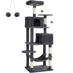 Feandrea 61"H Cat Tree Cat Tower for Indoor Cats, Plush Multi-Level Cat Condo with Scratching Posts, Perches, Caves, Hammock, Light Gray