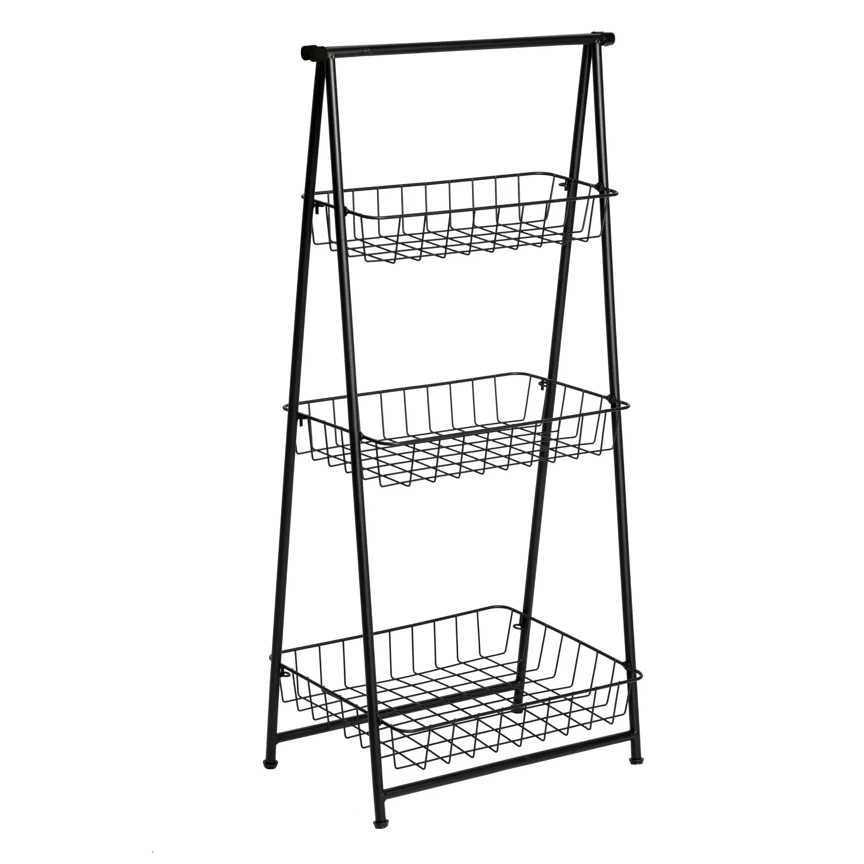 Honey-Can-Do Honey Can Do Metal 3-Tier Decorative Shelving Unit (17-in W x 12-in D x 36-in H), Black, (10-lb Capacity Per Shelf)