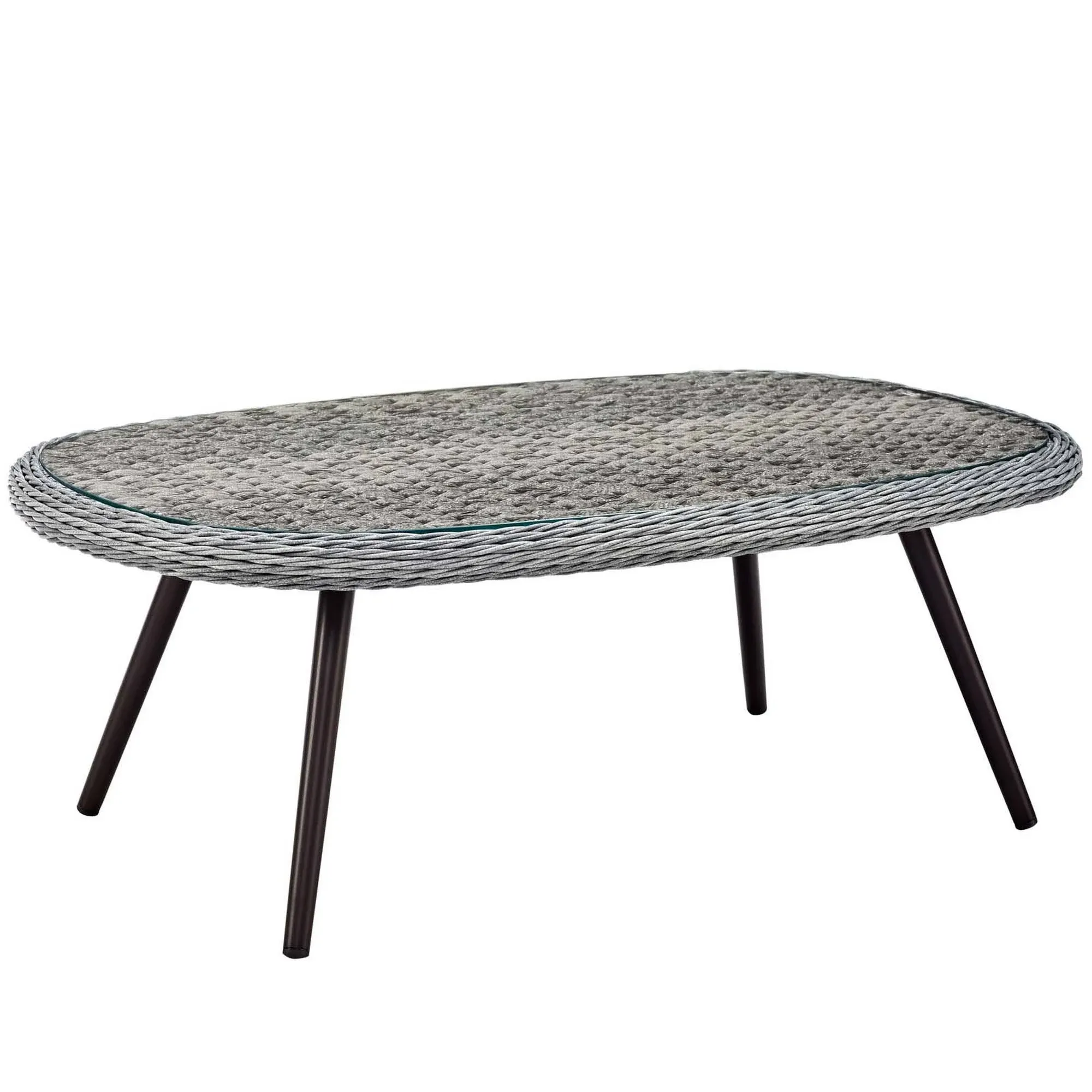 Endeavor Outdoor Patio Wicker Rattan Coffee Table Gray