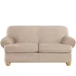 Ultimate Stretch Suede Three Piece Loveseat Slipcover | Machine Washable | Polyester/Spandex Blend