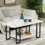 Marble Coffee Table, Faux Marble Top Rectangular