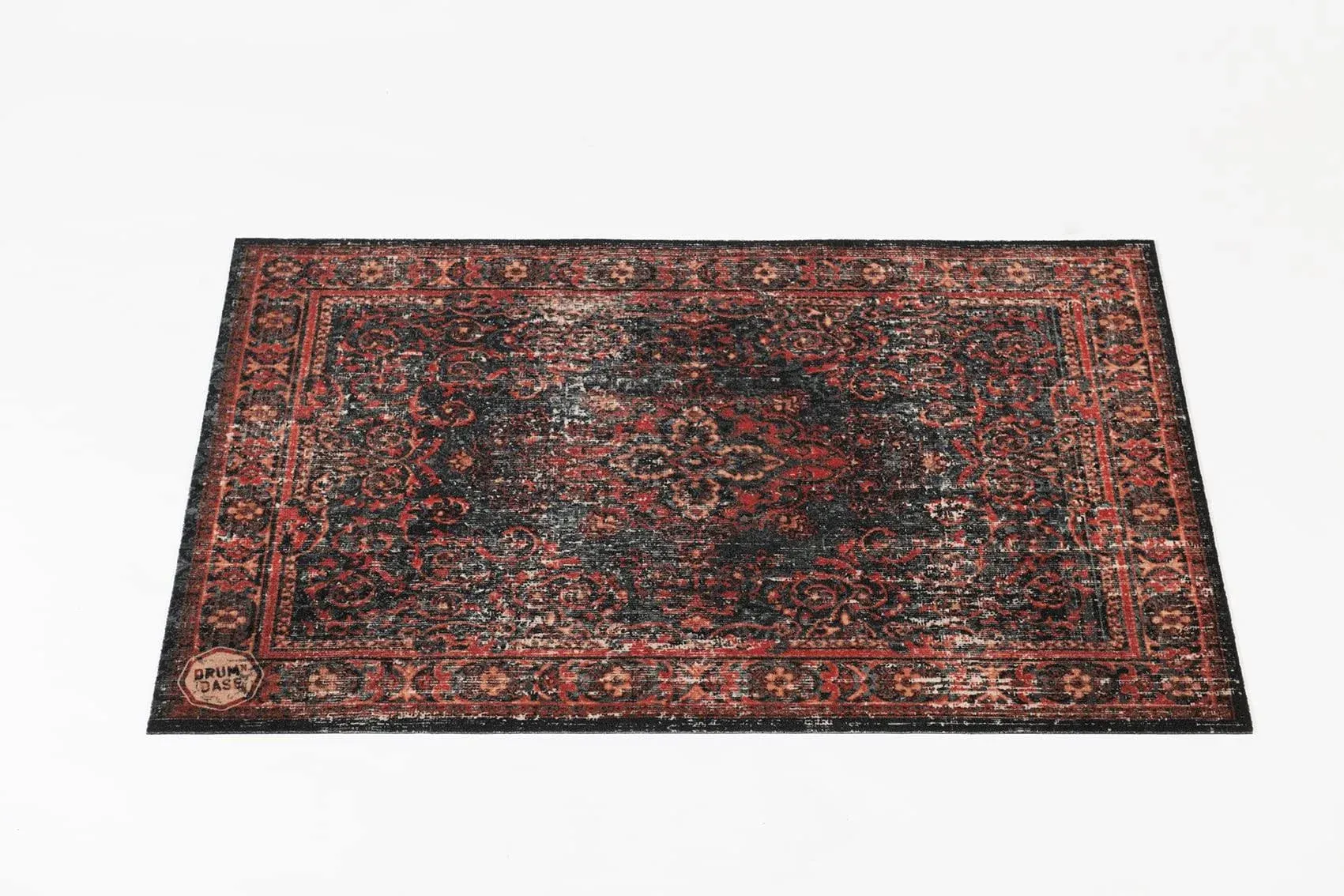 DRUMnBASE Vintage Persian Style Stage Rug Black Red 6 x 5.25 ft.