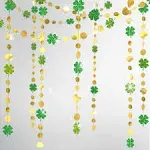 Cheerland Gold Circle Dots Glitter Shamrock Clover Garland Kit