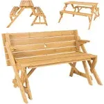 Best Choice Products 2-in-1 Wooden Picnic Table and Garden Bench