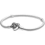 Pandora Moments Family Tree Heart Clasp Snake Chain Bracelet - 20