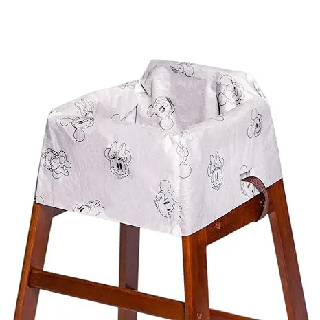 J.L. Childress Disposable Restaurant High Chair Covers - 12 Count - Individually Wrapped Baby Seat Covers - Covers All Surfaces - Disney Travel Accessory for Babies and Kids - Mickey and Minnie