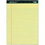 Tops Docket Ruled Perforated Pads, Wide-legal Rule, 8.5 x 11.75, Canary, 50 Sheets, 6-Pack