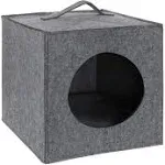 MiMu Cozy Cat Bed Cave - Large Cat Bed Hideouts with Felt Cat Cube Insert Pillow, Covered Cat Bed Box Shaped Cat Hut