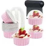 Cupcake Liners with Dome Lids 50 Pack,Free-Air 5oz Aluminum Foil Baking Cups ...