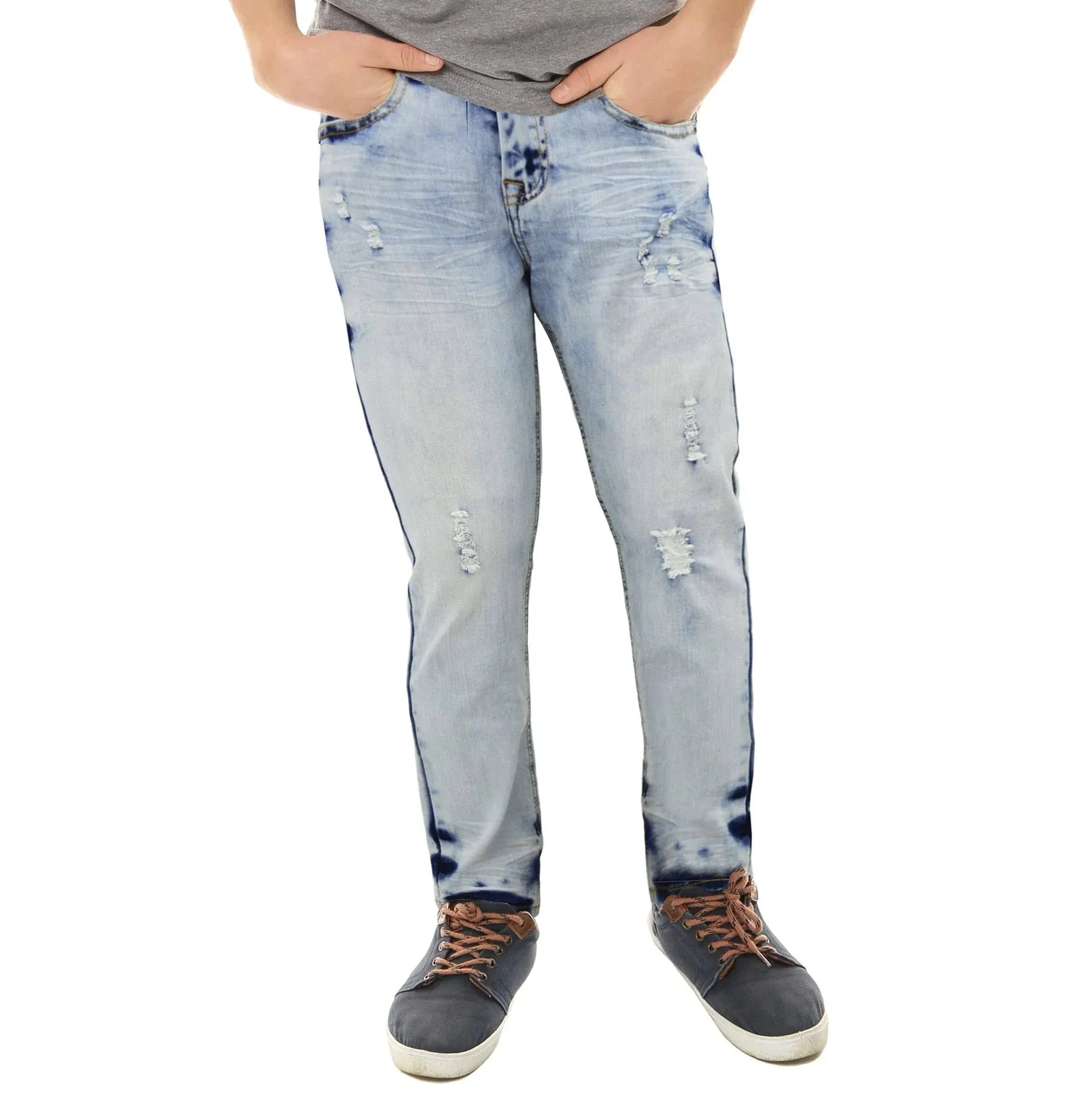 X RAY Boys Distressed Jeans, Big Boy & Little Kids Stretch Slim Fit Pants, Ripped Denim Jeans for Boys