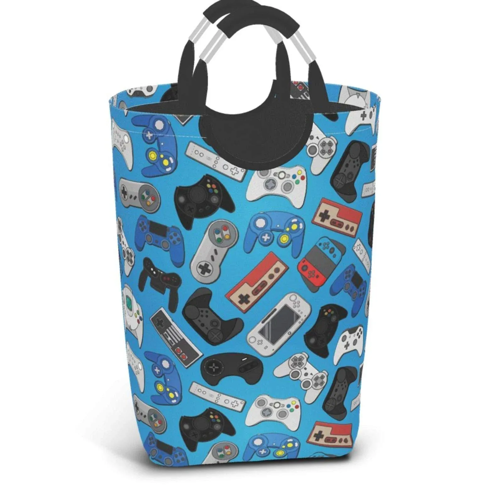 Video Game Controller Background Laundry Basket With Handles Laundry Hamper Toys Storage Organizer Foldable Bucket Washing Bin Dirty Clothes Bag For Home Bathroom Bedroom Dorm