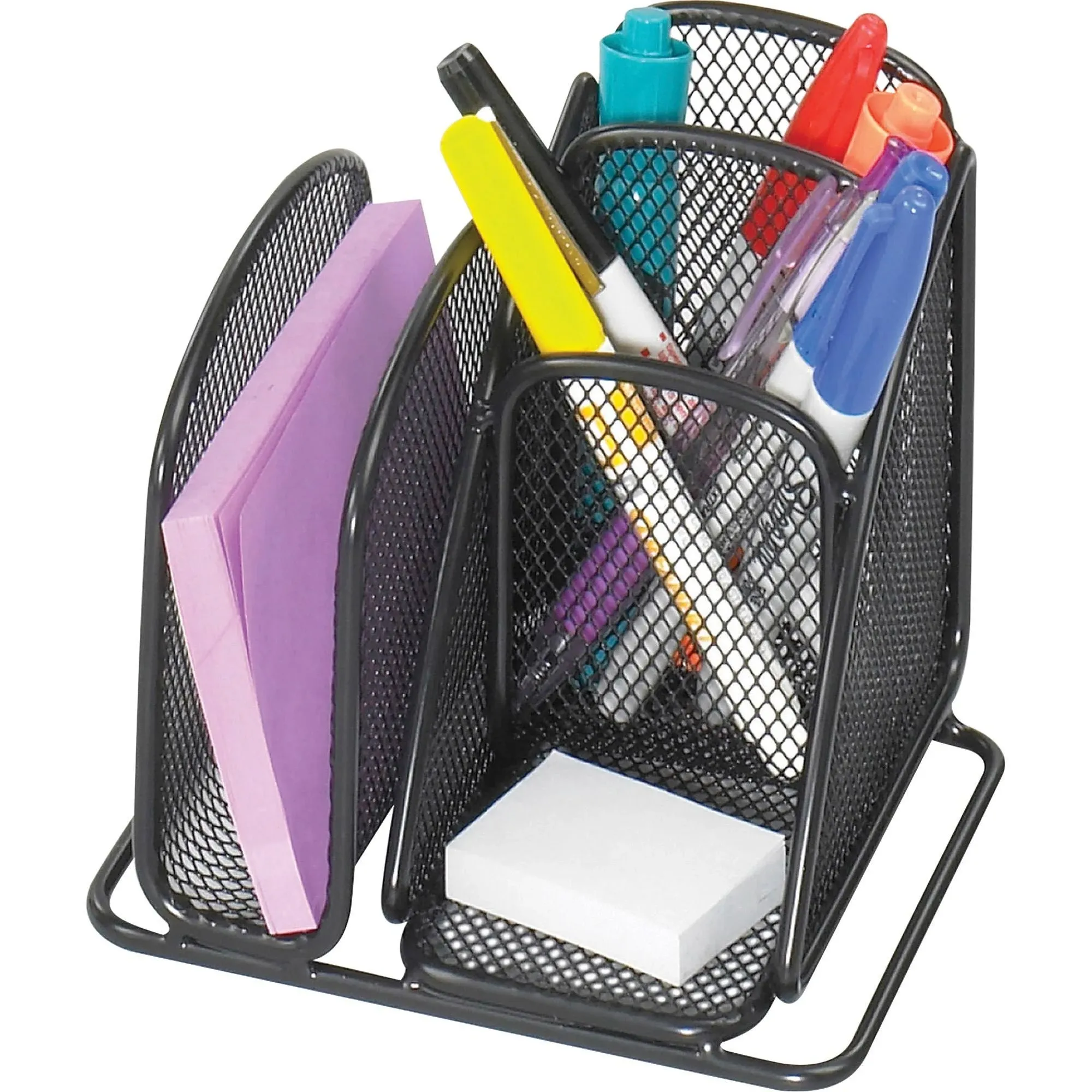 Safco Onyx Mini Organizer w/3 Compartments, Steel Mesh, Black, 5 x 6 x 5 1/2