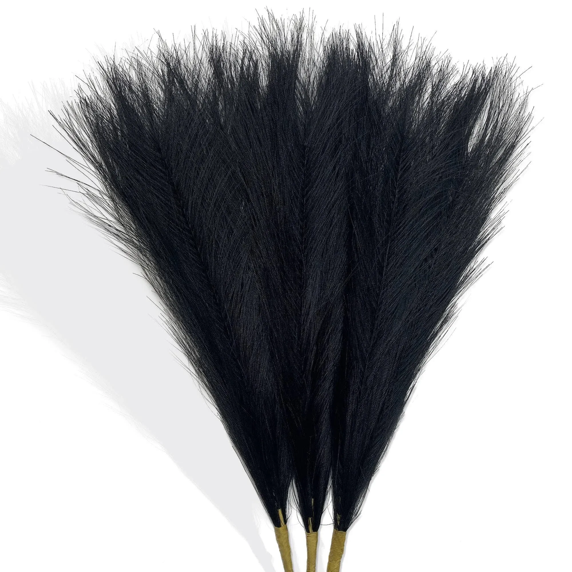 Black Pampas Grass Small, 3 Pcs 17" Faux Pampas Grass Short Decor, Black Pompas Grass Flower Arrangement and Vase Filler for Boho Home Wedding Decoration