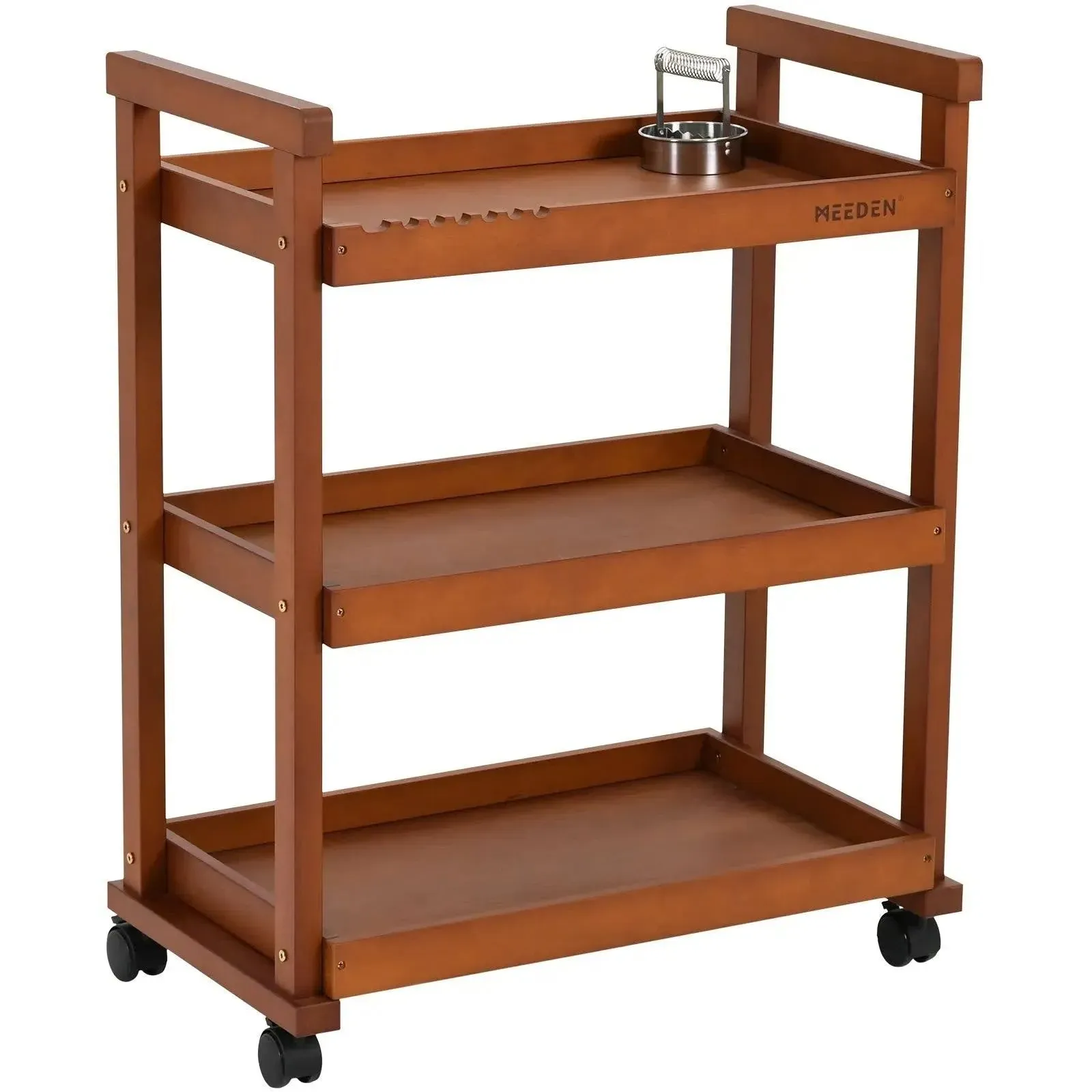 MEEDEN 3-Tier Storage Art Cart/Trolley, Walnut Color-W13